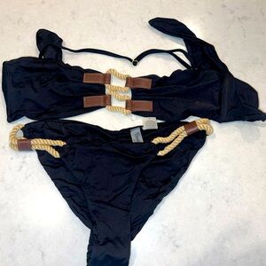 Beach Bunny Bikini Black. Top is size L and bottom is size M.